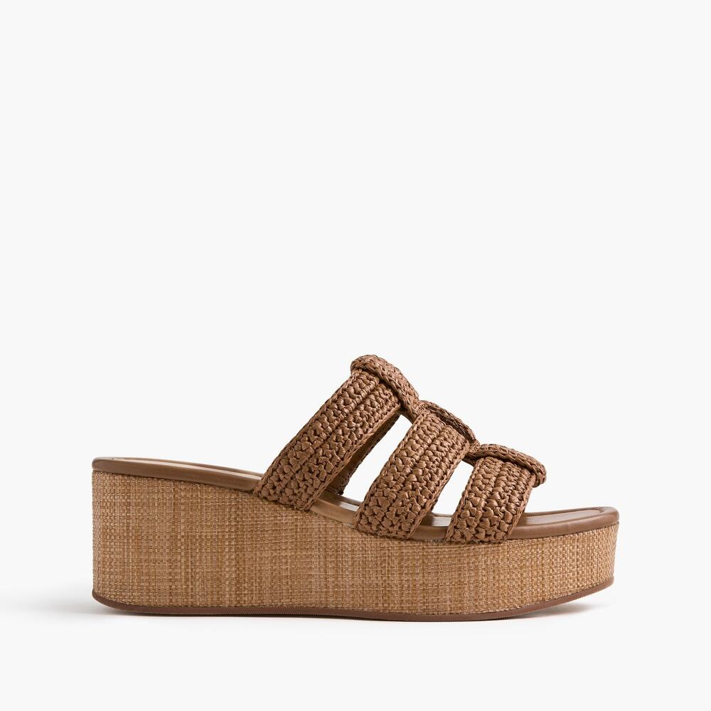 J. Crew Factory Fisherman Wedges Woven Caged Brown Womens Size 7.5 NWOB